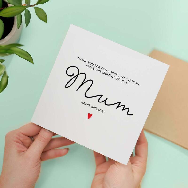 Mum Birthday Card For Her, Thank You Mum Birthday Card, Birthday Gift For Mum, Mum Birthday Gift, From Child - Square (5.5x5.5) / Blank Inside