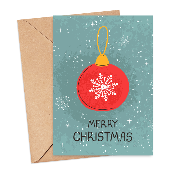 Christmas Card - Watercolour Merry Christmas Bauble - Small (A6)