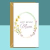 Mum birthday card, personalised inside, Floral Design, Custom Message Inside, Glossy or Matte Finish, 3 sizes, for Mom on her birthday. - Blank inside - Regular - Matte