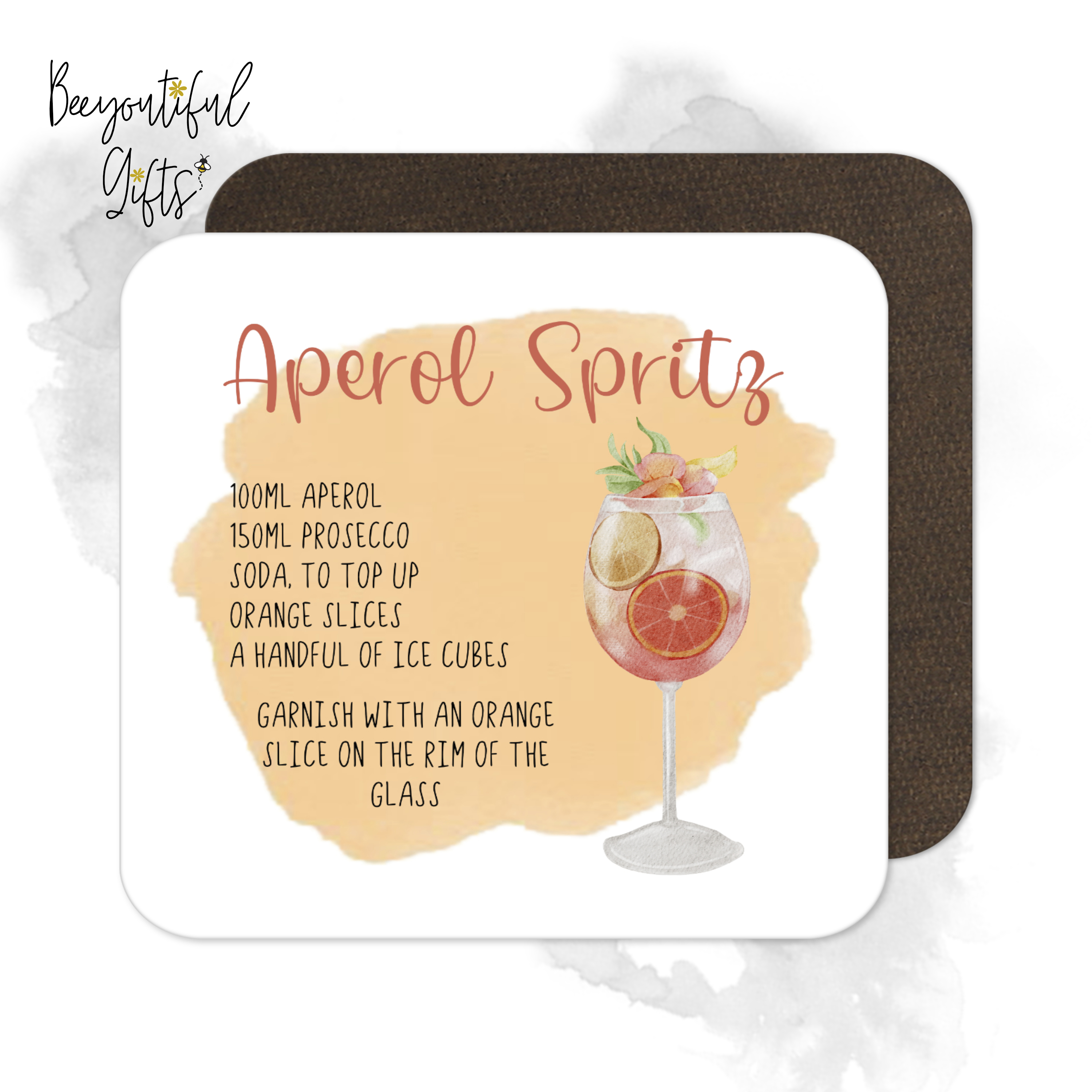 Cocktail Recipe Coaster - Aperol Spritz