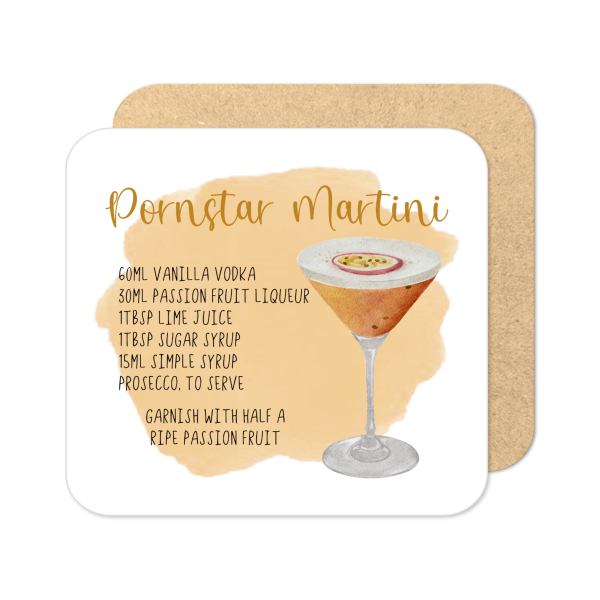 Cocktail Recipe Coaster - Pornstar Martini