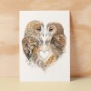 Anniversary or Valentine's Card for Her Anniversary Card for Wife Valentines Day Card For Husband Boyfriend or Girlfriend Brown Owls - Large (5x7) / Blank Message