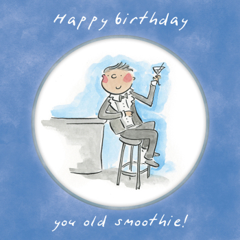 Holy Mackerel You old smoothie, a 15cm square male birthday card featuring Rosie Brooks artwork, for Dad, brother, son, husband etc. Blank inside for your message
