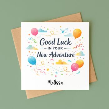 Personalised Good Luck Card and Good Luck In Your New Adventure and Leaving Card, New Job Card, Farewell Colleague Gift UK