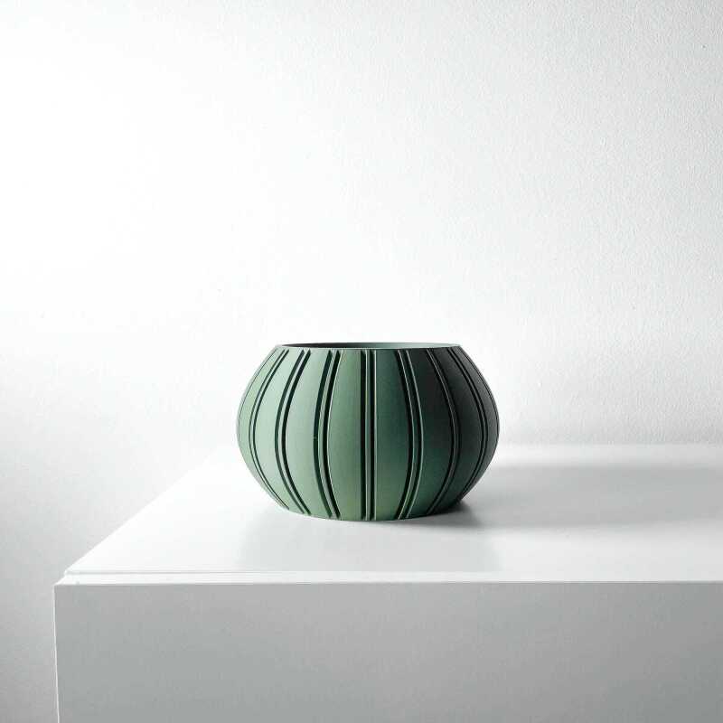 The Ovire Planter Pot with Drainage Tray & Stand Included - Matte Dark Green - 3"