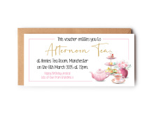 Personalised Afternoon Tea Themed Gift Voucher with Envelope