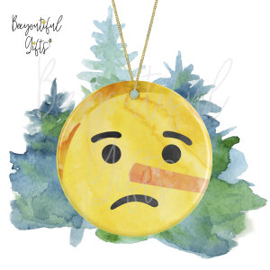 Watercolour Emoji Ceramic Christmas Tree Decoration - Lying