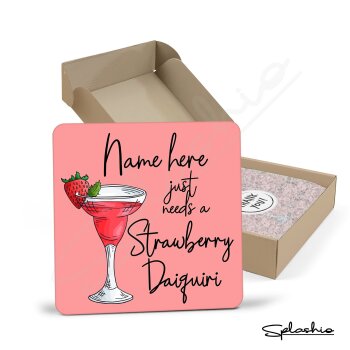 STRAWBERRY DAIQUIRI Coaster Cocktail Personalised Coaster, Personalised, Fathers Day gift, Secret Santa, Birthday Gift, Home Bar. Cocktails