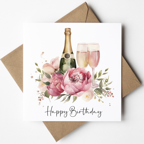 Floral Birthday Cards - Bright Colourful Floral Card - Standard Smooth Card