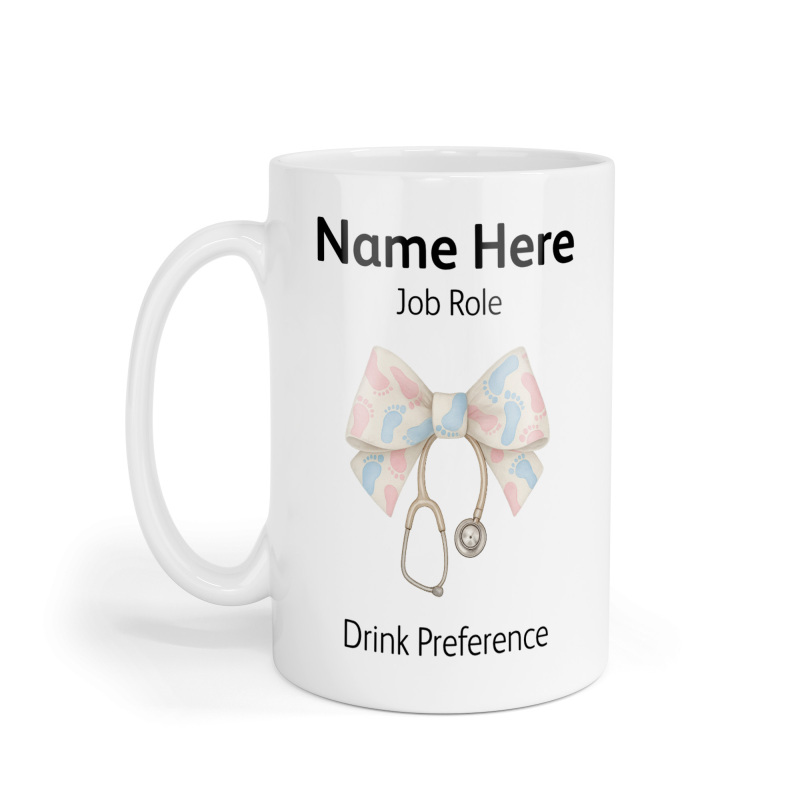 Personalised Ceramic Mug - Baby Feet Coquette Bow