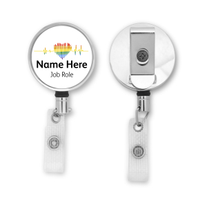 Personalised Metal ID Reel - Rainbow Heart Pulse