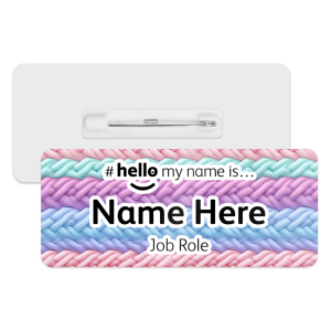#hello my name is... Name Badge - Pastel Knitted Pattern
