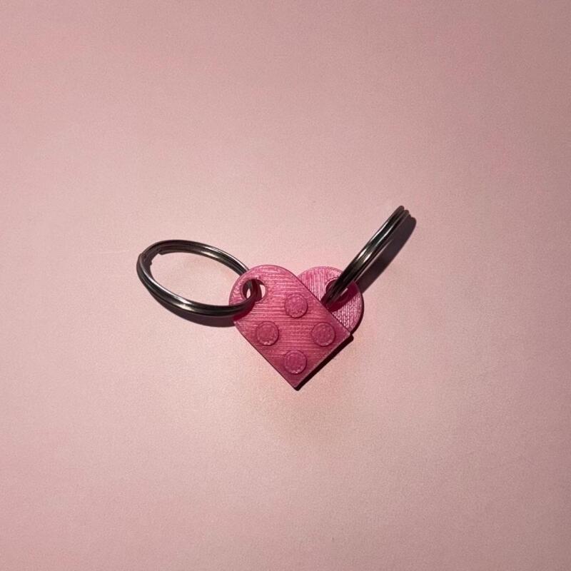 Lego inspired love heart duo Keyring - Never lego
