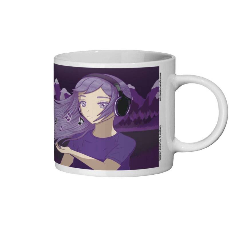 Anime Girl Mug: Purple Music Lover Gift