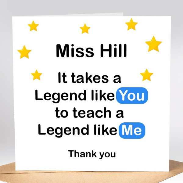 Personalised Thank You Teacher Card - It Takes A Legend Like You - Standard Smooth Card