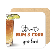 Personalised Drinks Coaster - Hand Drawn Rum & Coke