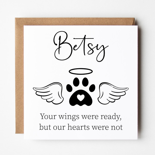 Personalised Sympathy Card - Your Wings Were Ready, But Our Hearts Were Not - Standard Smooth Card