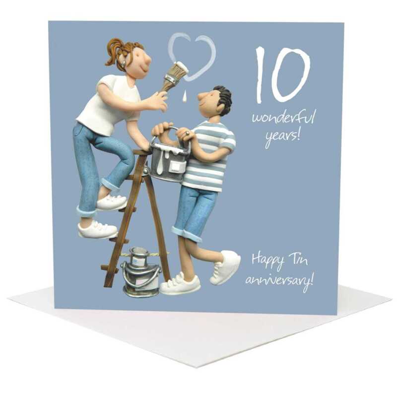 10th anniversary card (paint tins anniversary) - designed by Erica Sturla - 15cm square and blank inside, made in the UK