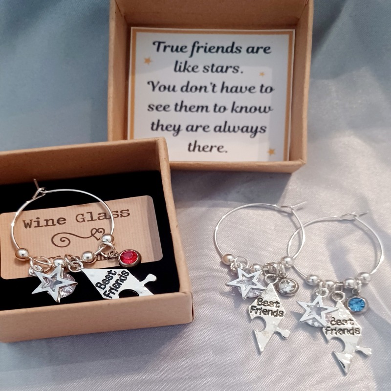 Best Friend Wine Glass Charm Gifts - Red