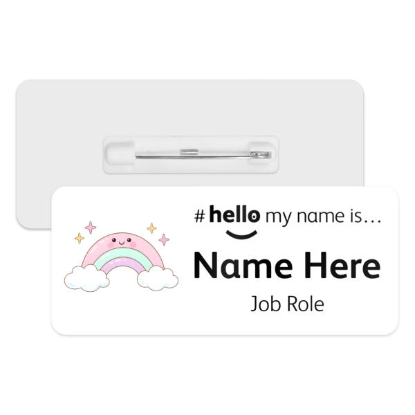#hello my name is... Name Badge - Cute Pastel Kawaii Rainbow