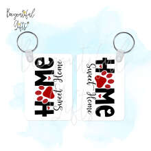 Home Sweet Home Paw High Gloss Rectangular Wooden Key Ring