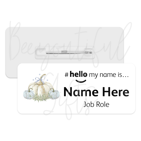 #hello my name is... Name Badge - Pastel Blue Pumpkins