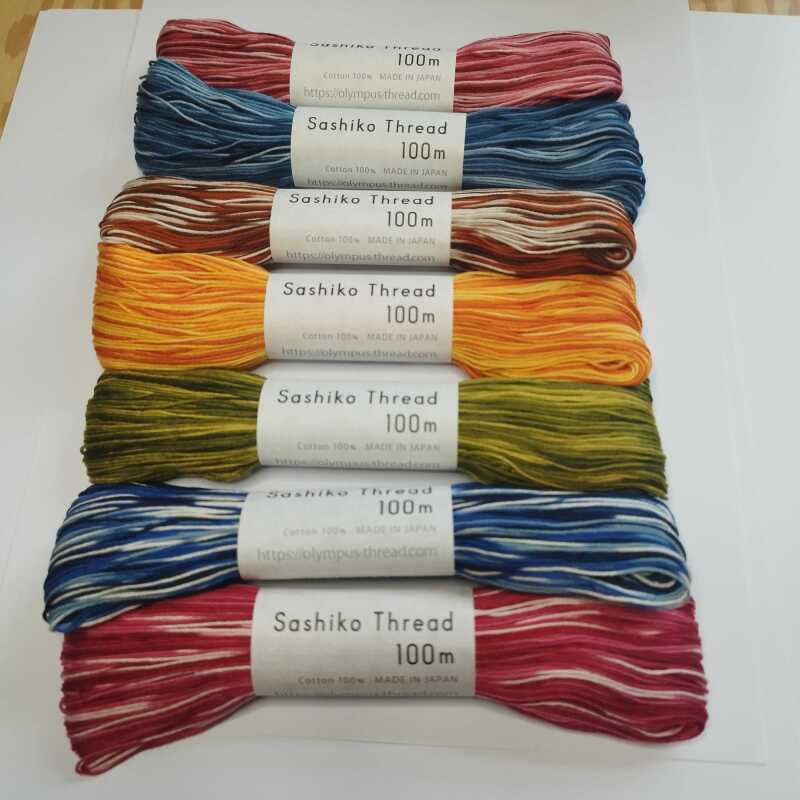 Olympus Sashiko Cotton Thread Variegated 100m - Pink & Purple #192
