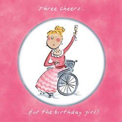 Holy Mackerel Three cheers for the birthday girl, a 15cm square birthday card featuring Rosie Brooks artwork, blank inside for your message