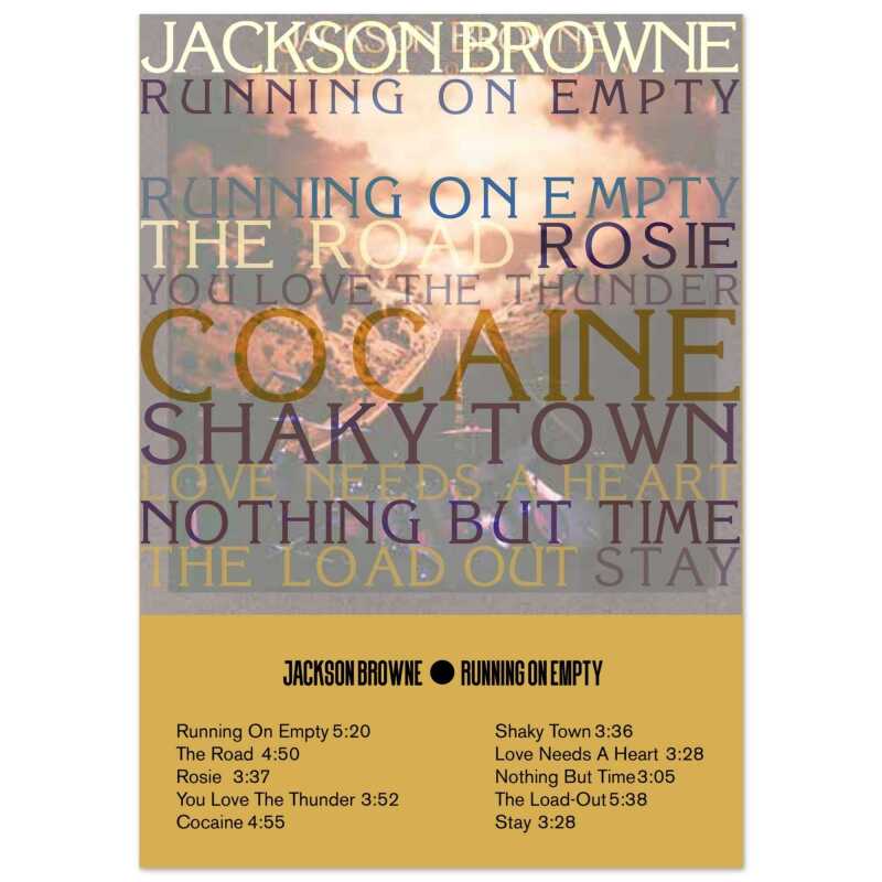 Running On Empty Jackson Browne Inspired Track A3 Poster