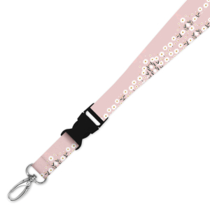 Double Breakaway Lanyard - Pink Daisy Border