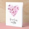 Anniversary or Valentine's Card for Her Anniversary Card for Wife Valentines Day Card For Husband Boyfriend or Girlfriend Butterfly Heart - Large (5x7) / Blank Message