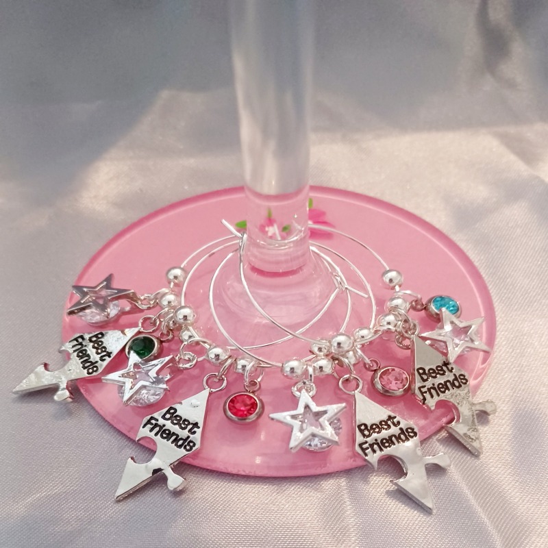 Best Friend Wine Glass Charm Gifts - Red