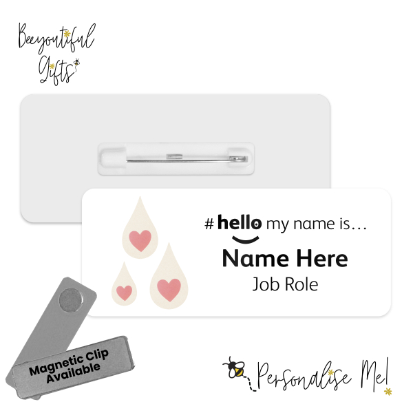 #hello my name is... Name Badge - Heart Milk Drops