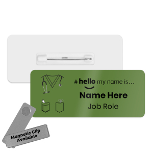 Name Badge - Colour Nurse Scrubs Hello My Name is... - Forest