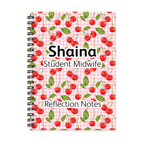 Personalised A5 Notebook - Cherries on Pink Gingham
