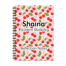 Personalised A5 Notebook - Cherries on Pink Gingham