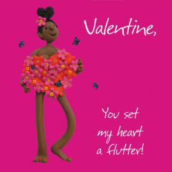 Holy Mackerel Heart a flutter, an Erica Sturla 150mm square Valentines card, blank inside for your message