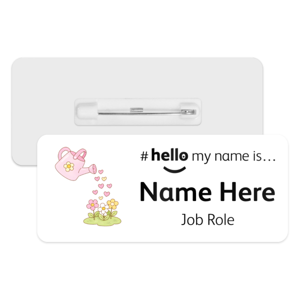 #hello my name is... Name Badge - Cute Pastel Kawaii Watering Can
