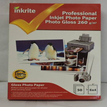 Inkrite 6x4 260gsm Single Sided Gloss Photo Paper 50 Sheet Packs