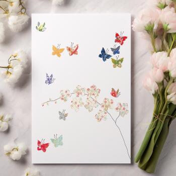 Butterflies & orchids greeting card -  designed by Eloise Hall - 15.7 x 11cm and blank inside, made in the UK