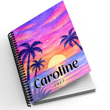 A5 Personalised Spiral Bound Diary - Watercolour Tropical Sunset | Yearly | Academic | Appointment - Standard 2027