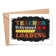 Thank You Teacher Card - Teacher Retirement Loading Chalkboard - Small (Approx. A6 | 105mm x 148mm | 4.1in x 5.8in) - Standard Smooth Card