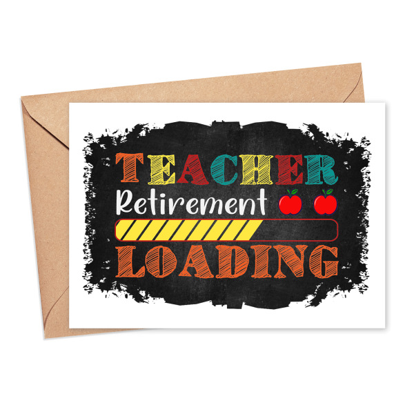 Thank You Teacher Card - Teacher Retirement Loading Chalkboard - Small (Approx. A6 | 105mm x 148mm | 4.1in x 5.8in) - Standard Smooth Card