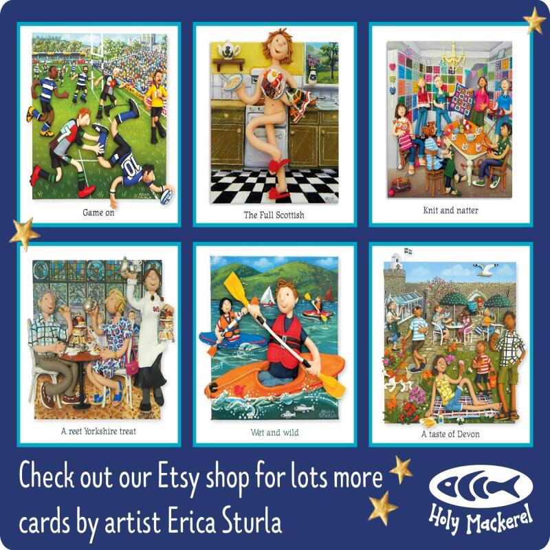 Swimming Card - Lido Life - Polymer Clay Art by Erica Sturla - Fun Outdoor Swimmer Card Made in the UK