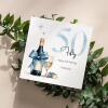 Personalised 50th Birthday Card for Him Blue Champagne Gift Box Milestone Mens - Smooth No Message - Kraft Brown