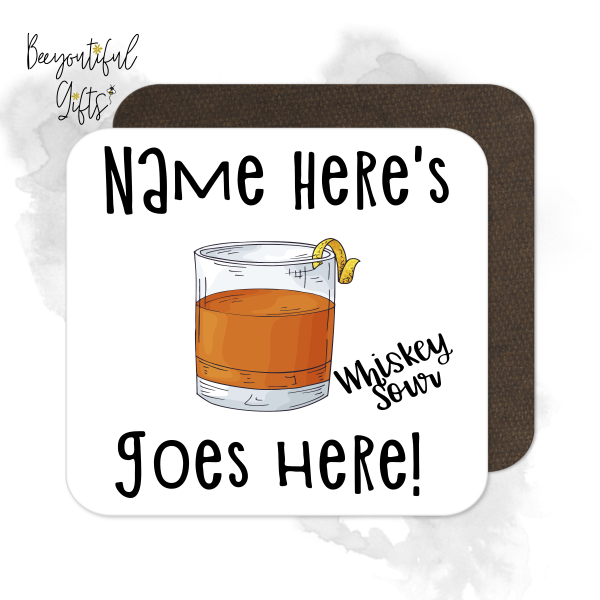 Personalised Cocktail Coaster - Hand Drawn Whiskey Sour