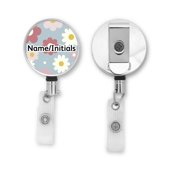 Personalised Metal ID Reel - Retro Daisy Background