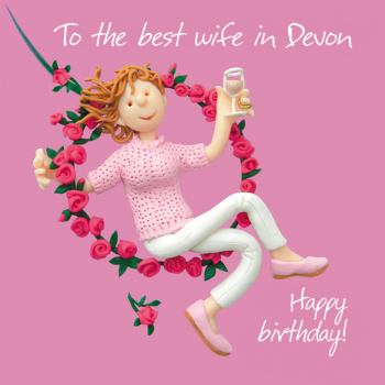 Holy Mackerel Best wife in Devon birthday greetings card, designed by Erica Sturla Card is 150mm square and blank inside.