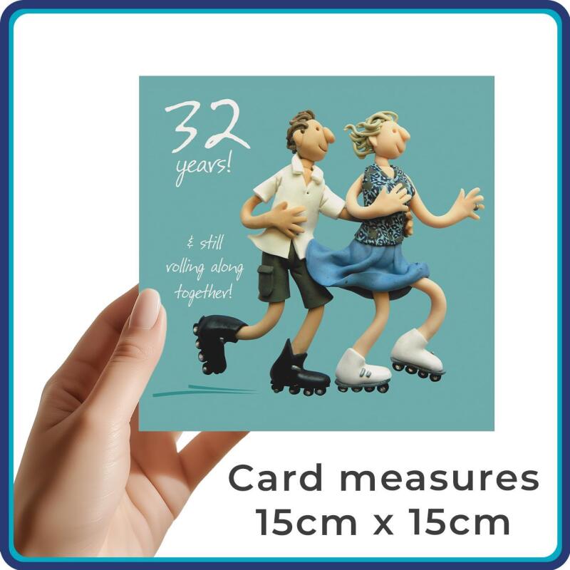 32nd Wedding Anniversary Card - Still Rolling Together - Polymer Clay Art by Erica Sturla - Fun UK