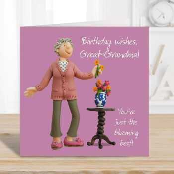 Blooming best Great Grandma birthday card - designed by Erica Sturla - 15cm square and blank inside, made in the UK